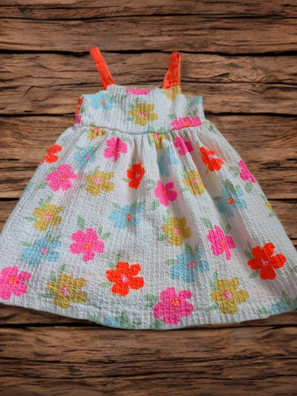 Zara White Sundress with Neon Pink, Orange & Pastel Floral Print Size 3T